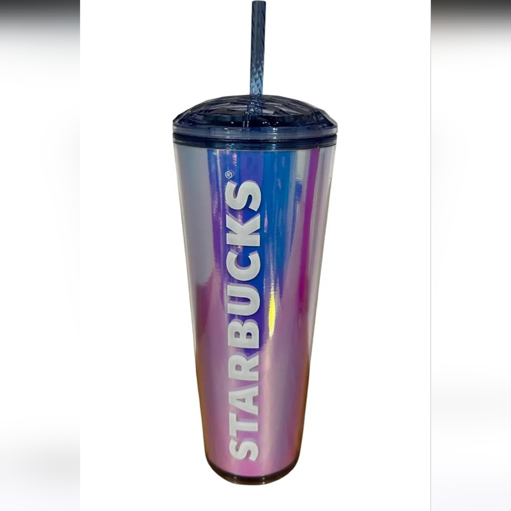 Starbucks Venti Holographic Unicorn Dome Tumbler, 24 oz with straw.